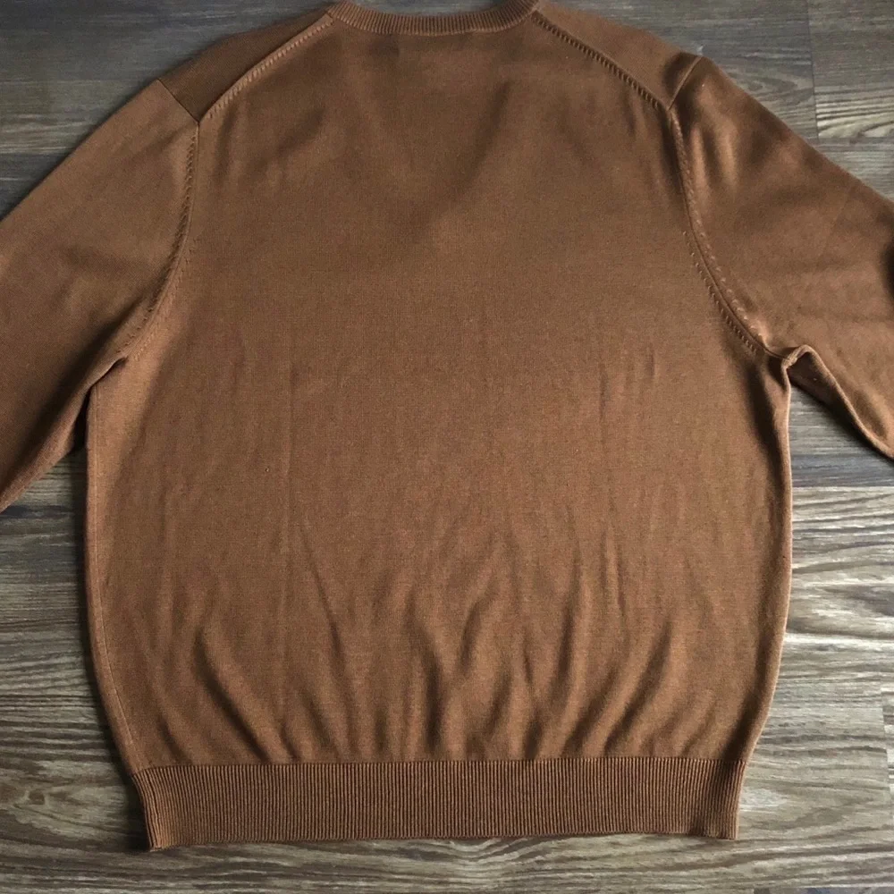 Brooks Brothers Mens V Neck Cotton Silk Sweater Large